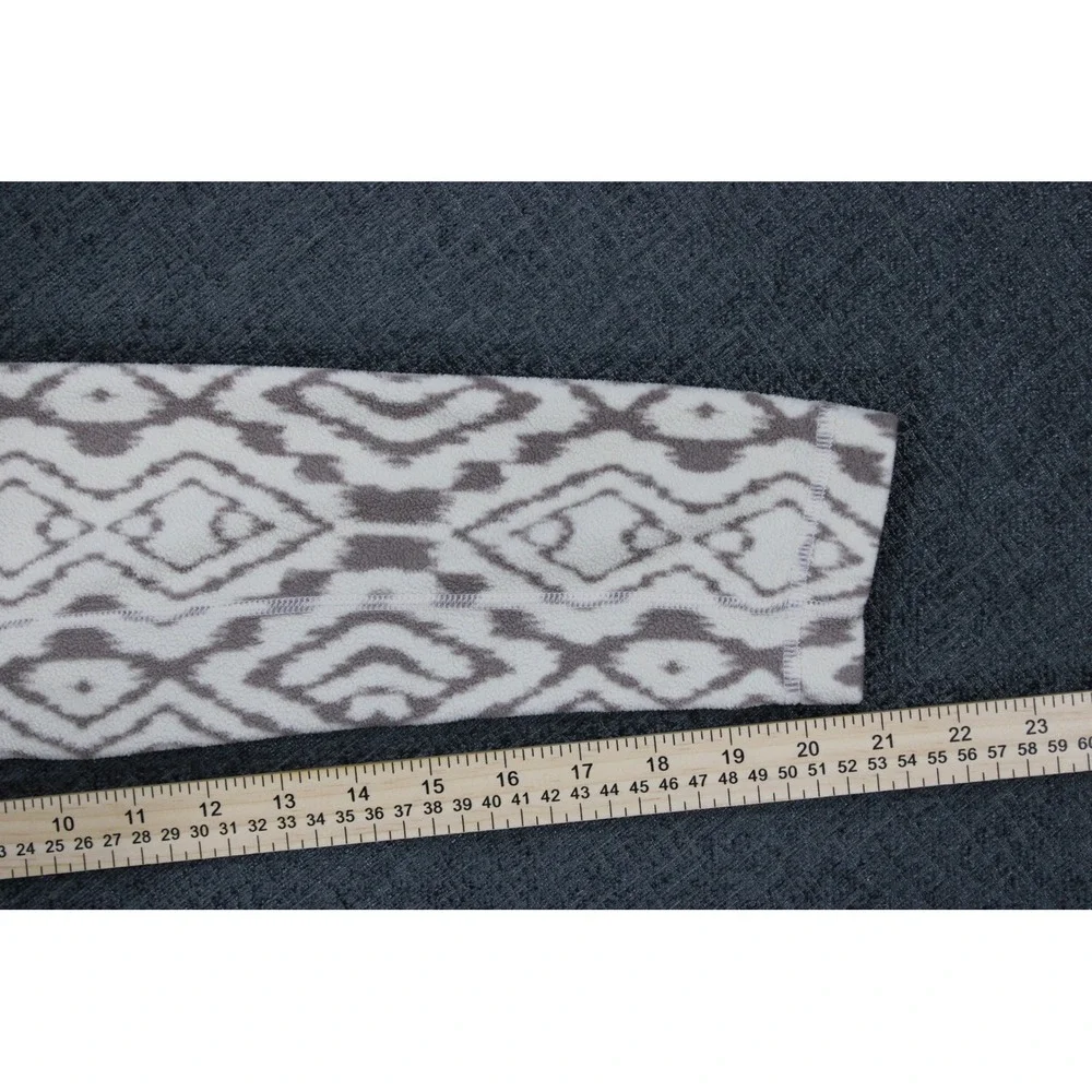 Marmot Womens Fleece Pullover Quarter Zip Geometric Ikat Grey Cream Size Medium